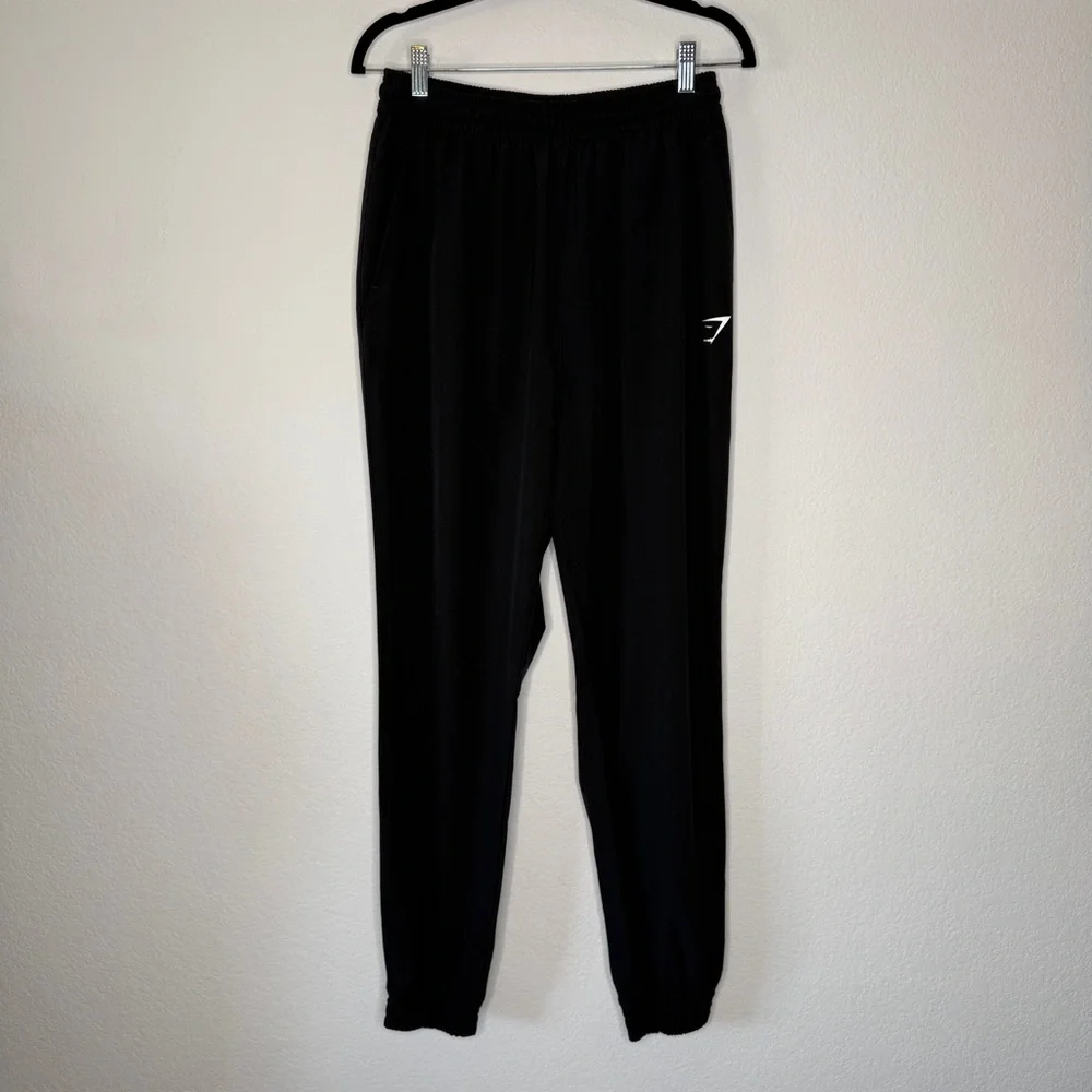 Gymshark Black Lightweight Joggers Recycled Polyester Stretch Athletic Size M
